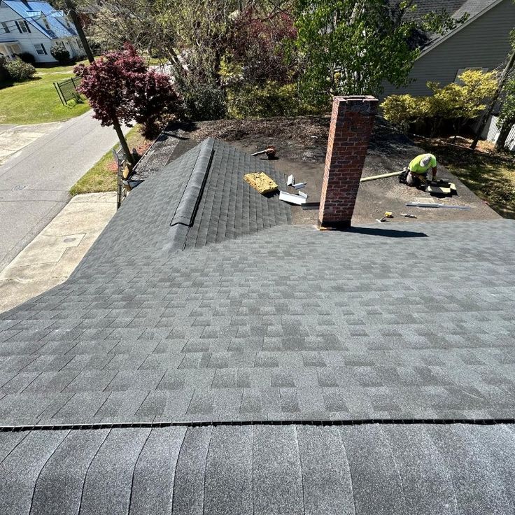 Detail of new shingle roof in New Hampshire