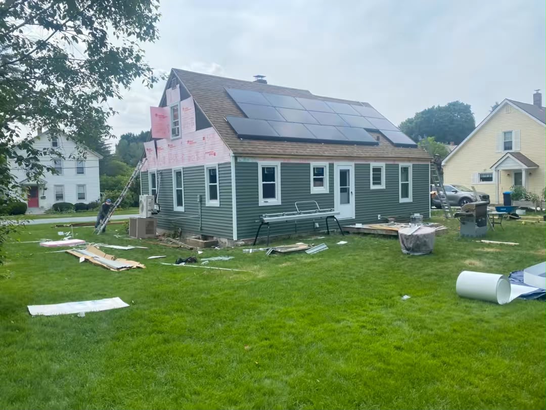 Siding installation on residential home in New Hampshire